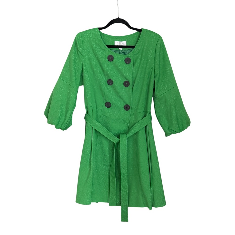 NWT Charmed by Nancy Rose Sparkle Green Trenchcoat Women’s Size Large